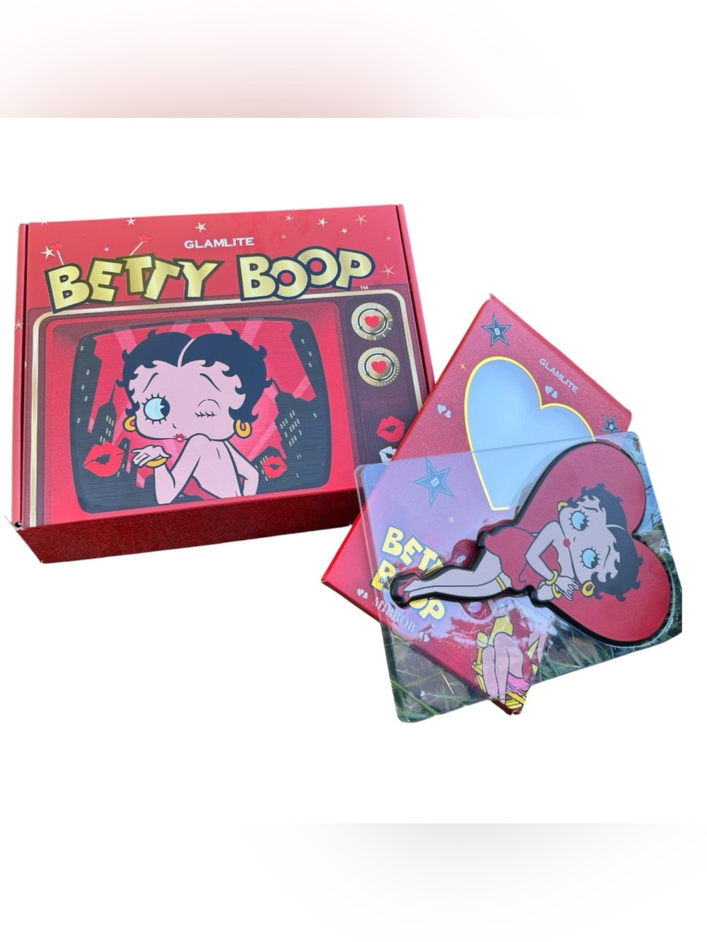 Glamite Betty Boop Discontinued Cute Red Beauty Hand Mirror And Box Set